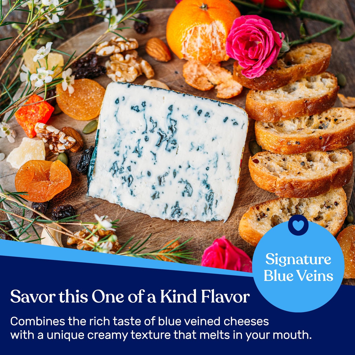 Ile de France Saint Agur Blue Cheese Wheel - Creamy & Mild - 5 lbs - Perfect for Charcuterie Boards