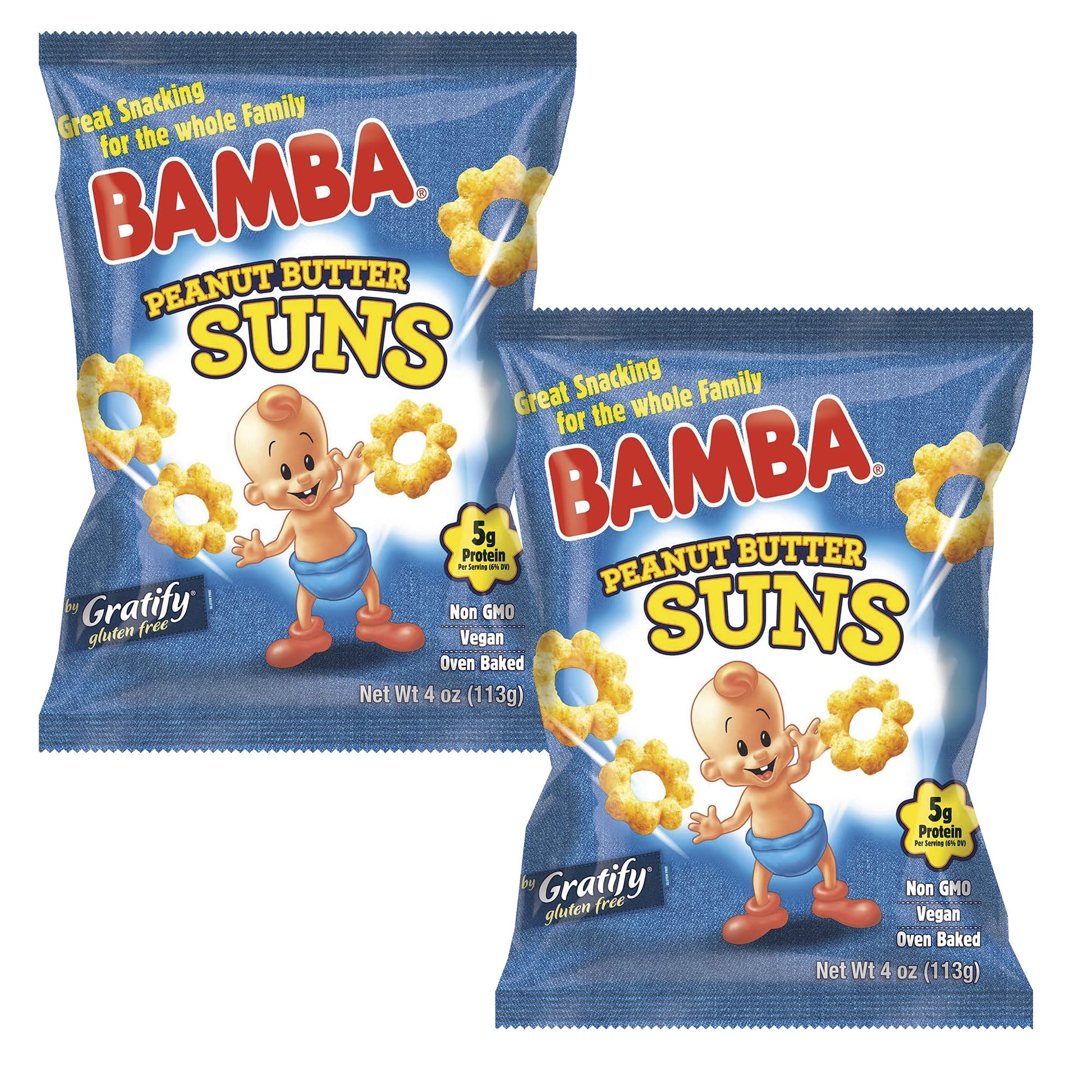 Osem Bamba Peanut Butter Corn Puffs Snacks - All Natural - 4oz Bags (2 Pack)
