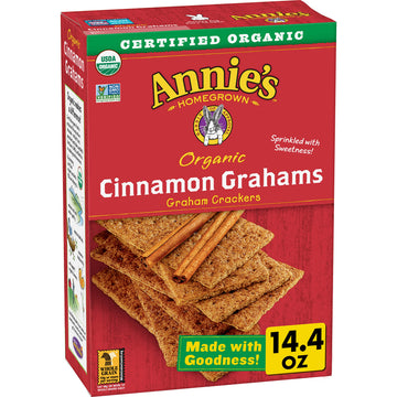 Annie'S Organic Graham Crackers, Cinnamon, Whole Grain, 14.4 Oz.