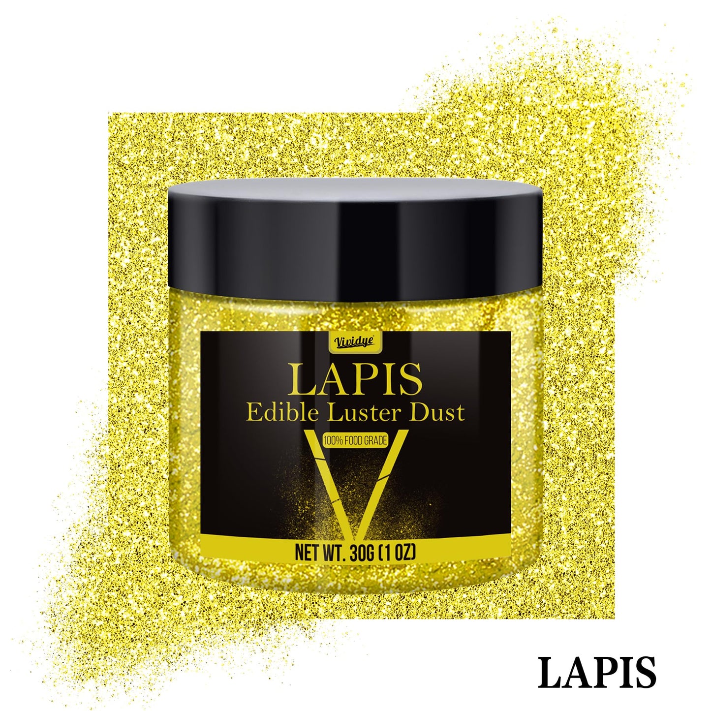 Vividye Edible Glitter Luster Dust Powder - 30g Food Grade Shimmer for Drinks & Baking - Lapis Color