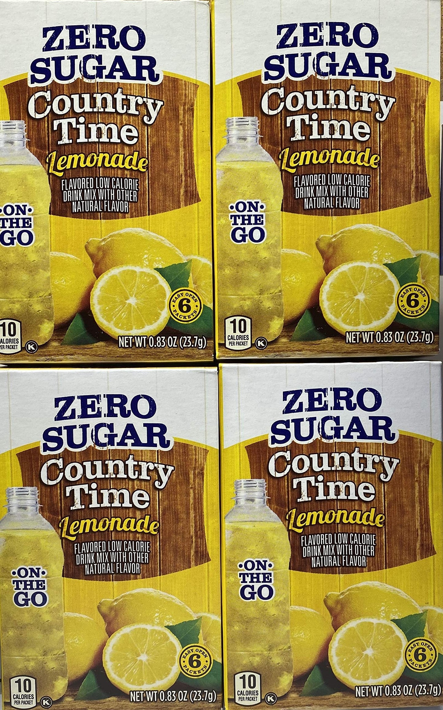Country Time Lemonade Sugar Free On-the-Go Powder, 6 Packets, Gluten Free, 0.83 Ounce (Pack of 4), Yellow, Model SUVELAM