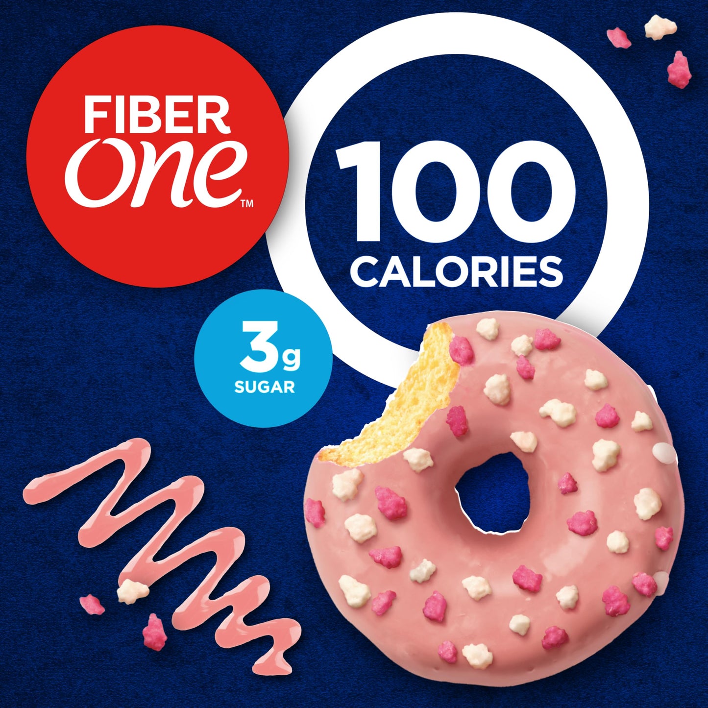 Fiber One 100 Calorie Donuts, Strawberries and Crème, 4 Count, 3.28 oz, 3g Sugar