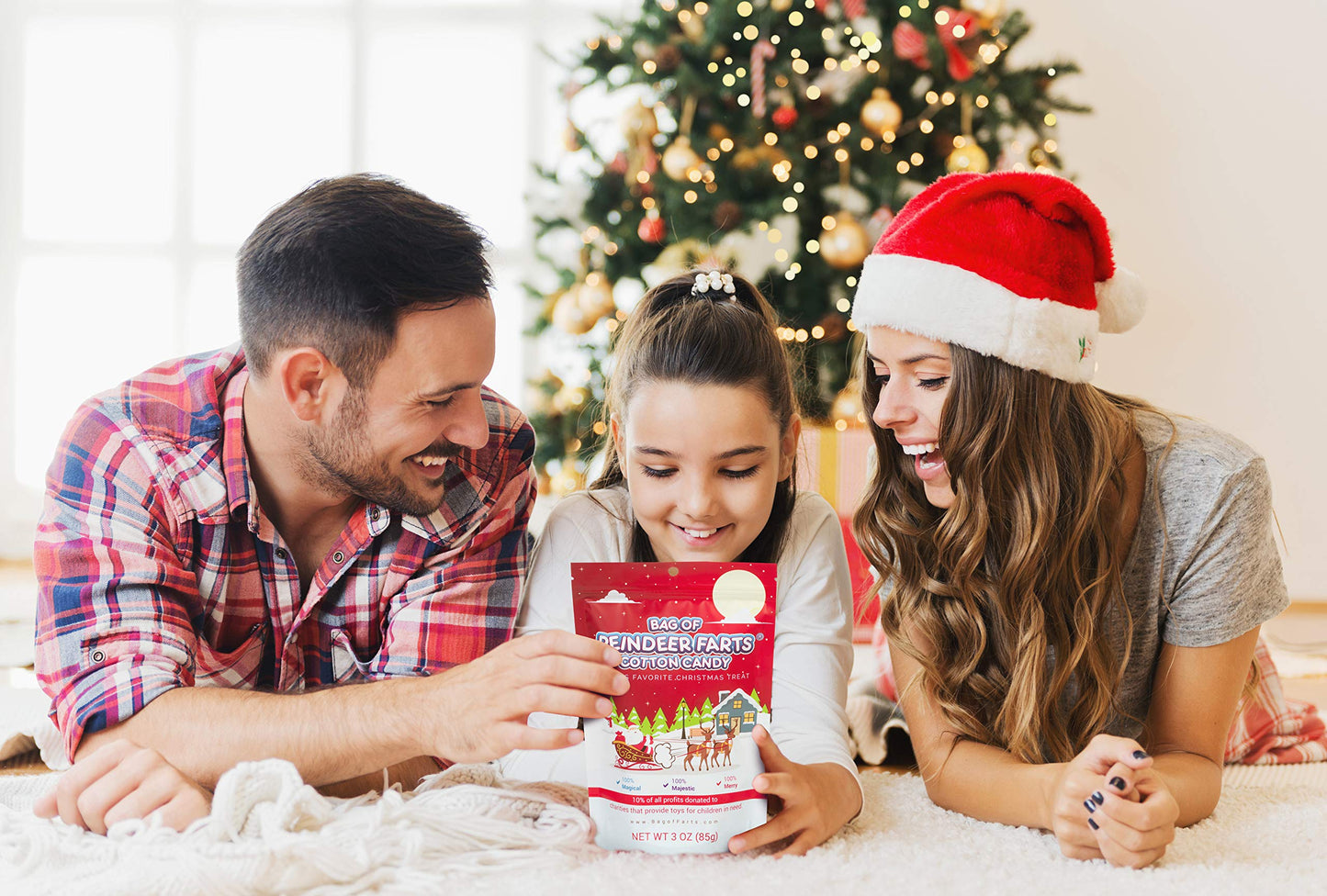 Bag Of Reindeer Farts Cotton Candy, New Merry Cherry Flavor, 1 Pack / 3 Ounces, Funny Christmas Stocking Stuffer Present For Kids Boys Girls Teens Teachers White Elephant Unique Holiday Surprise