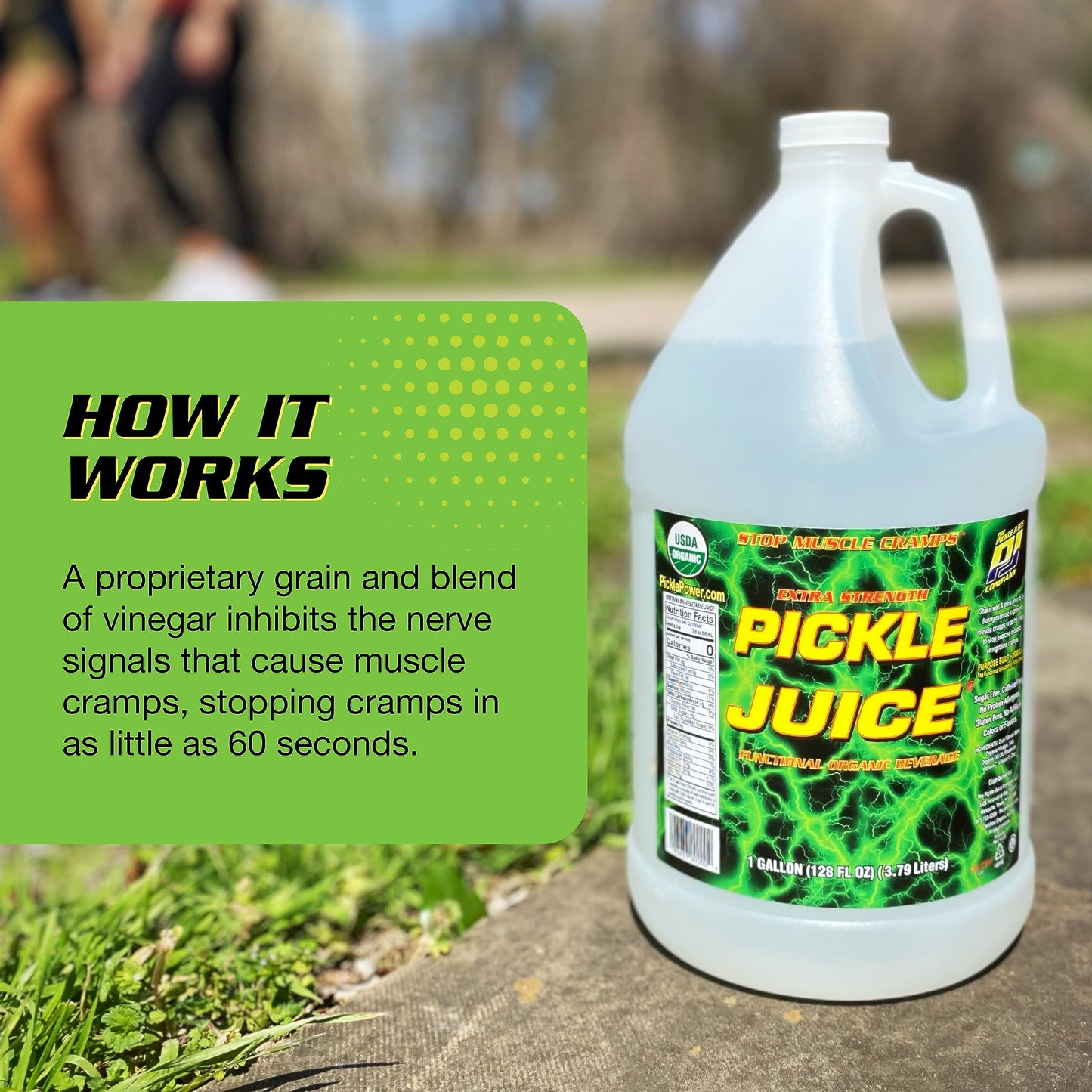 Pickle Juice Sports Drink - Extra Strength Electrolyte, 1 Gallon, Transparent, Relieves Cramps, Bulk Size