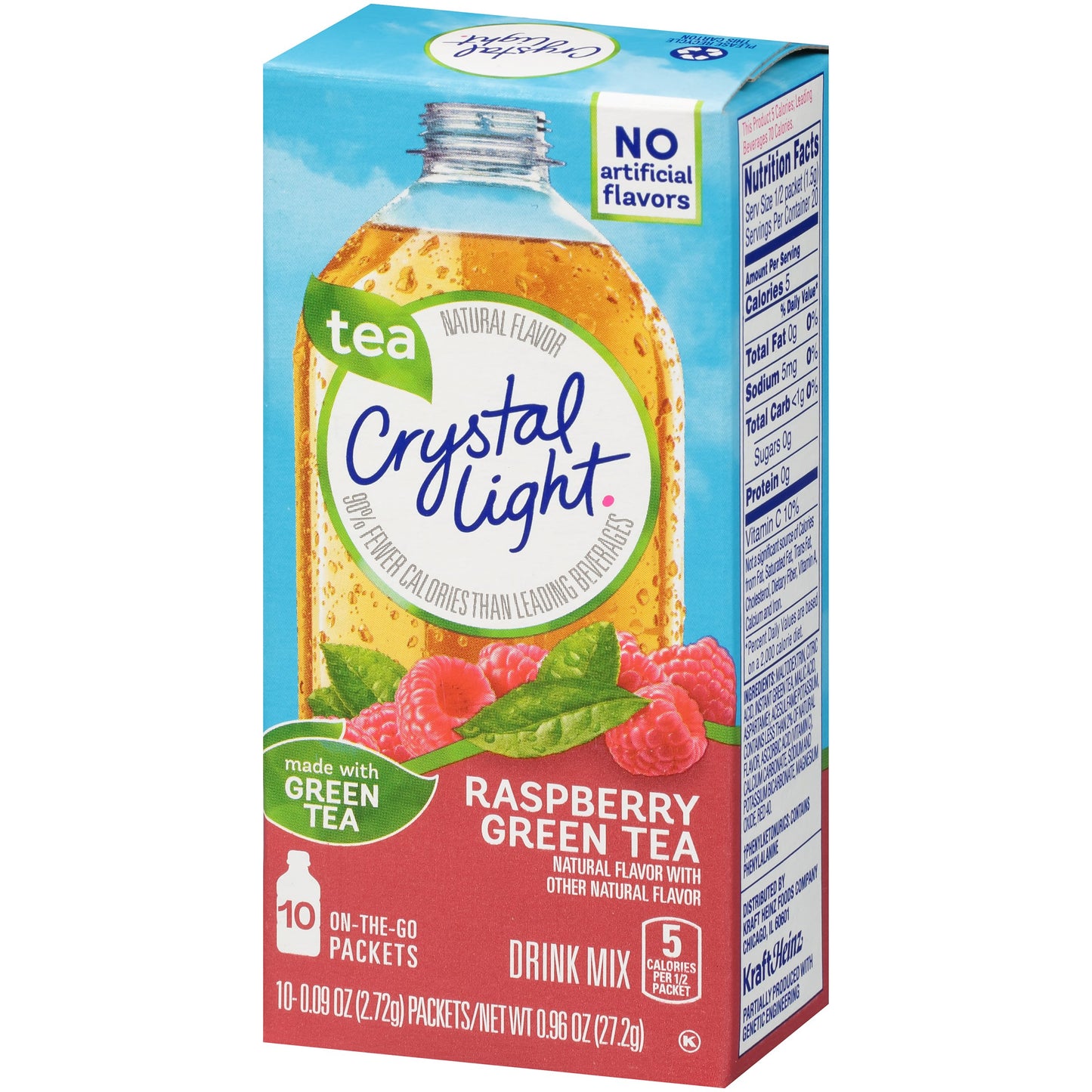 Crystal Light On The Go Green Tea Raspberry, 10 Count Boxes (Pack Of 6)
