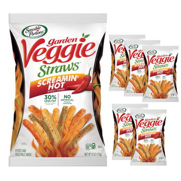 Sensible Portions Veggie Straws, Screamin' Hot Flavor, Gluten-Free Chips, 6 Ounce Bag, 6-Pack