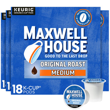 MAXWELL HOUSE K-Cup® Coffee Pods Original Roast, Medium Roast, 72 Total (18 Count per Pack), Model 00043000072318
