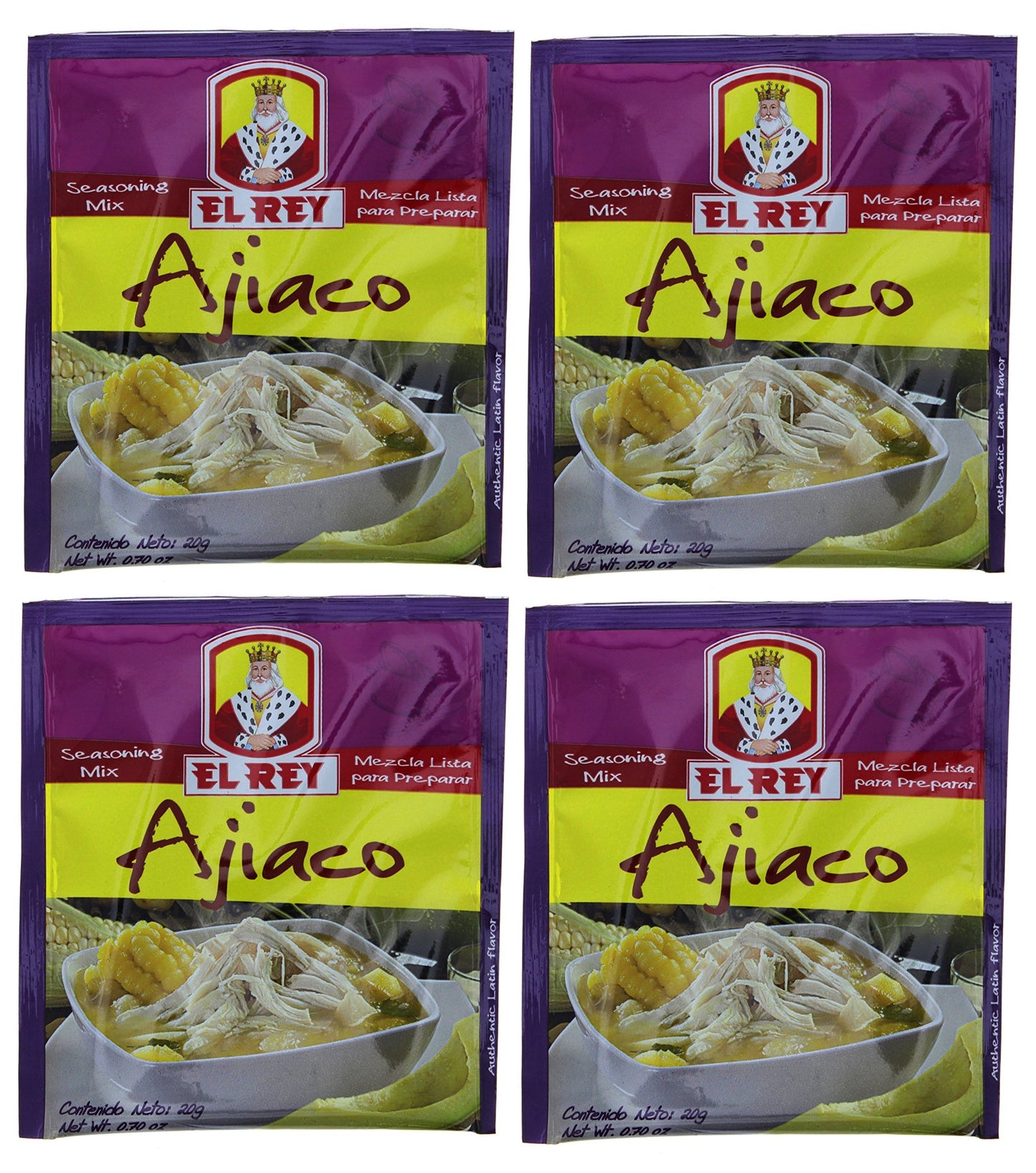 El Rey Ajiaco 20 Gr. | Seasoning Mix 0.70 Oz. - 4 Pack.