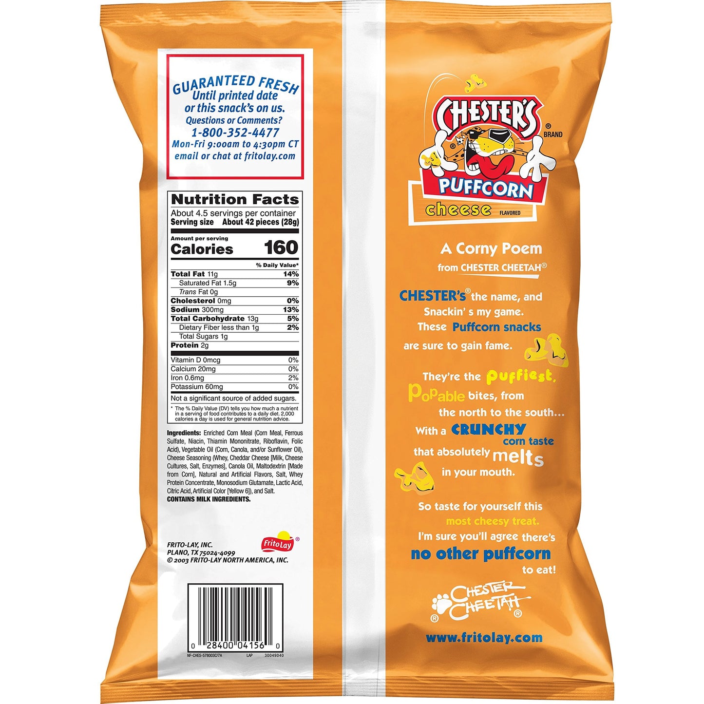 Chesters Cheese Flavored Puff Corn, 4.25 Oz