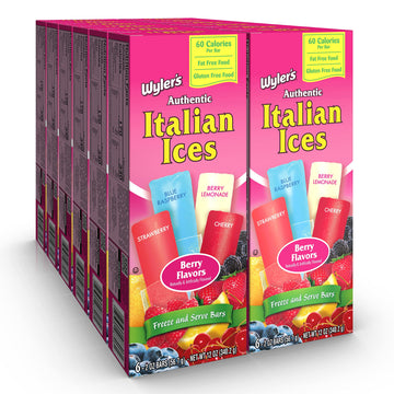 Wyler'S Italian Ice, Fat Free Freezer Bars, Berry & Cherry Mix, 12 Pack, 144 Ounce