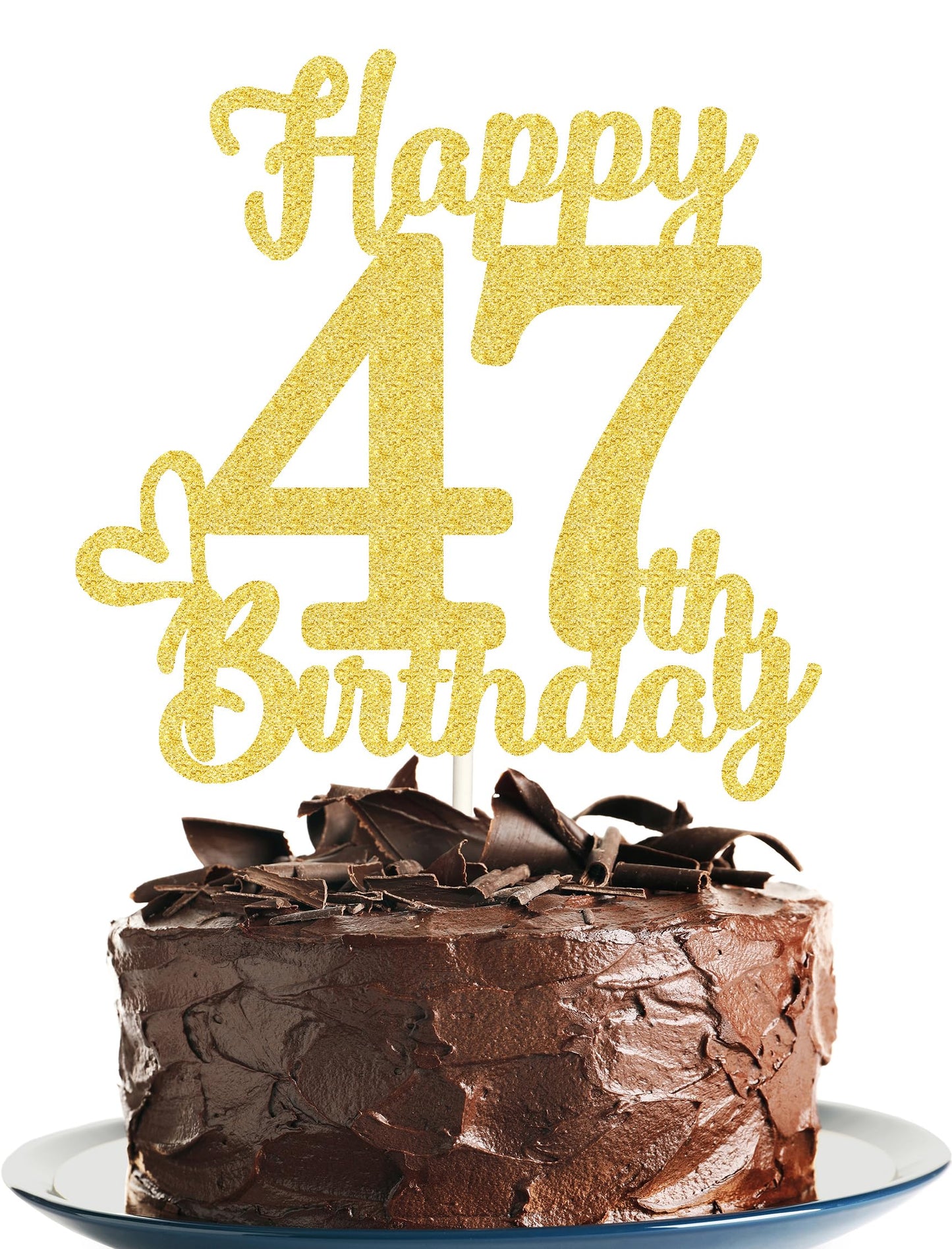 47 Birthday Cake Toppers-Gold Glitter, 47Th Cake Topper For Men,47 Cake Topper For Women, 47Th Birthday Decorations,47Th Birthda