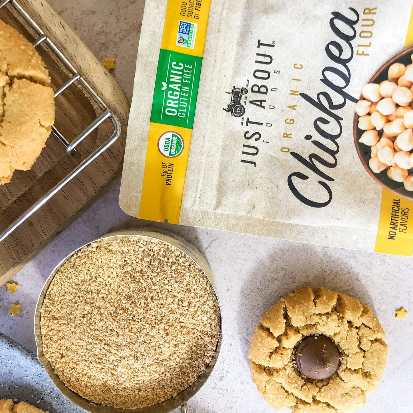 Organic Chickpea Flour 1Lb (454 G) Usda Organic Gluten Free Grain Free Non Gmo Kosher Pack Of 1 | Just About Foods