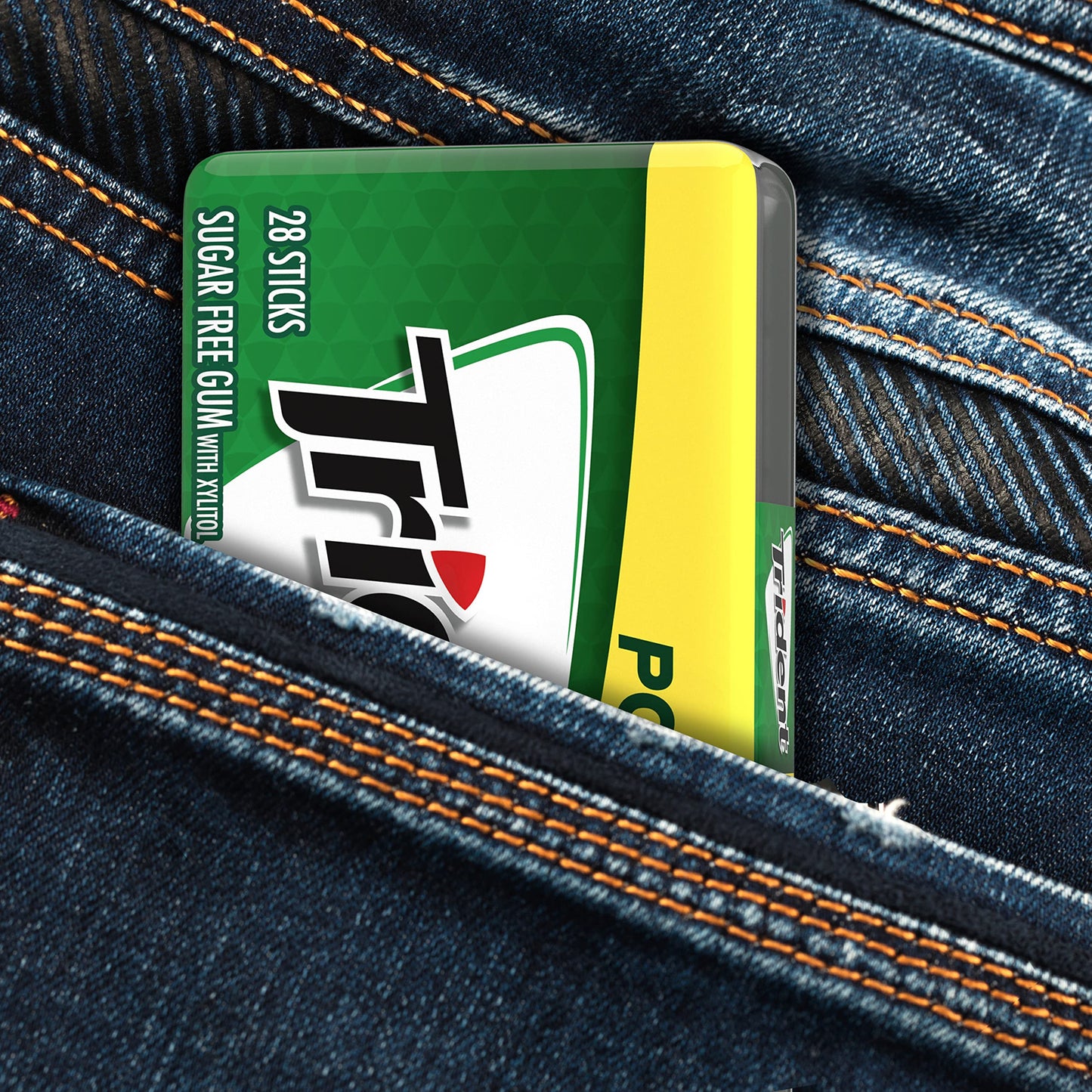 Trident Spearmint Sugar-Free Chewing Gum, 28 Pieces per Pack, 6 Pocket Packs, Green