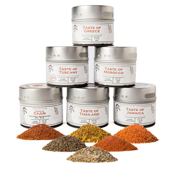 Gourmet World Flavors Seasoning Collection | Non Gmo Verified | 6 Magnetic Tins | Spice Blends | Crafted In Small Batches By Gus