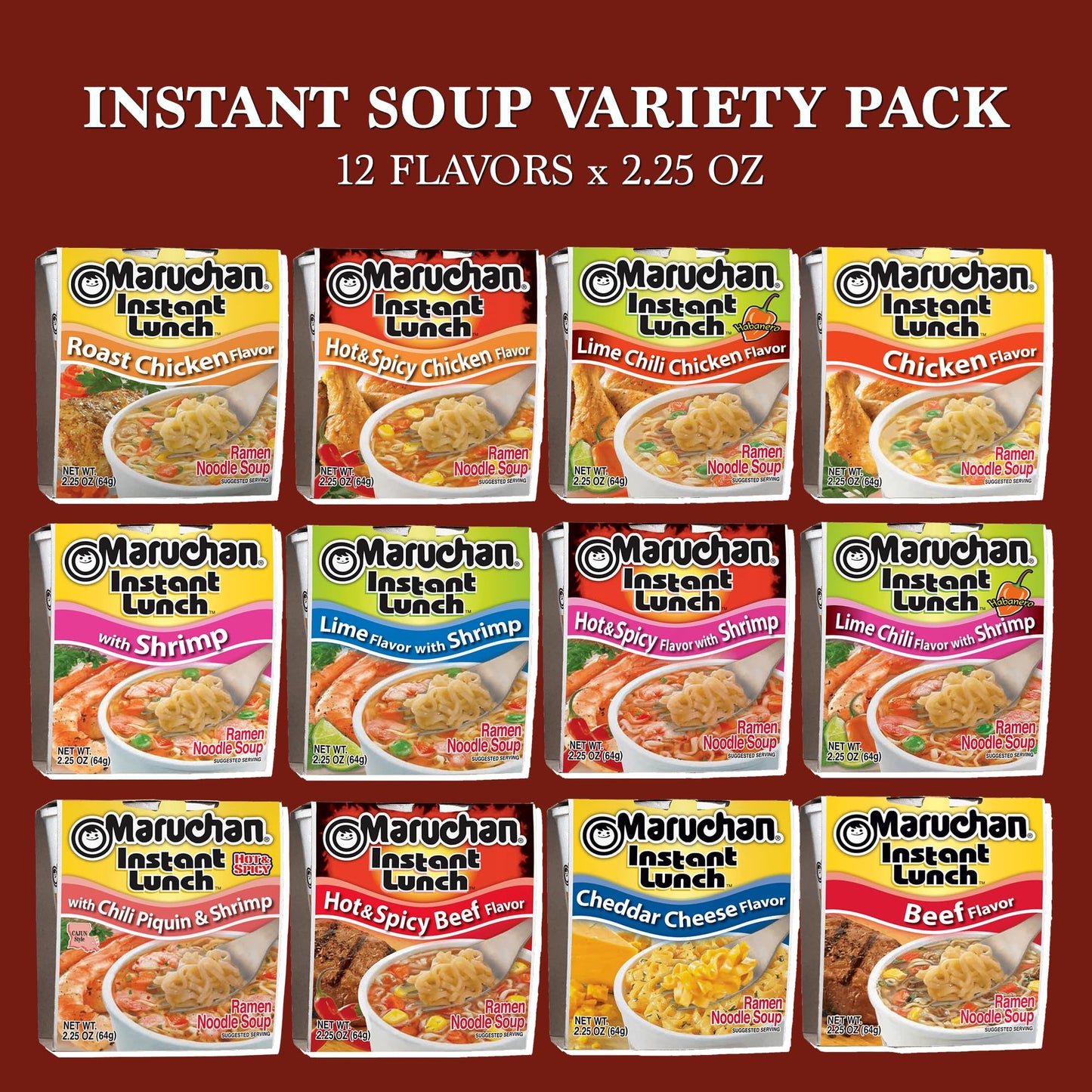 Ramen Noodles Soup Cup Variety 12 Pack - 2.25 oz Each by Rebel Smuggling Galactic Emporium