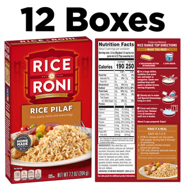Rice-A-Roni, Rice Pilaf, Pasta and Rice Mix 7.2 Ounce (Pack of 12 Boxes)