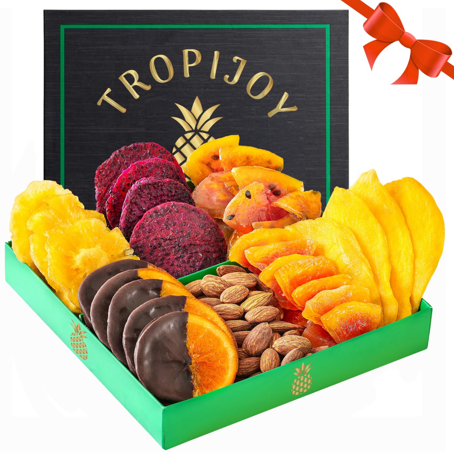 Christmas Gift Baskets - 7 Tropical Flavors Chocolate Orange Christmas Fruit Basket Gift |12.5Oz Soft Dried Fruit Gift Baskets For Delivery | Holiday Gift Baskets For Christmas Food Gifts For Mature-Themeds