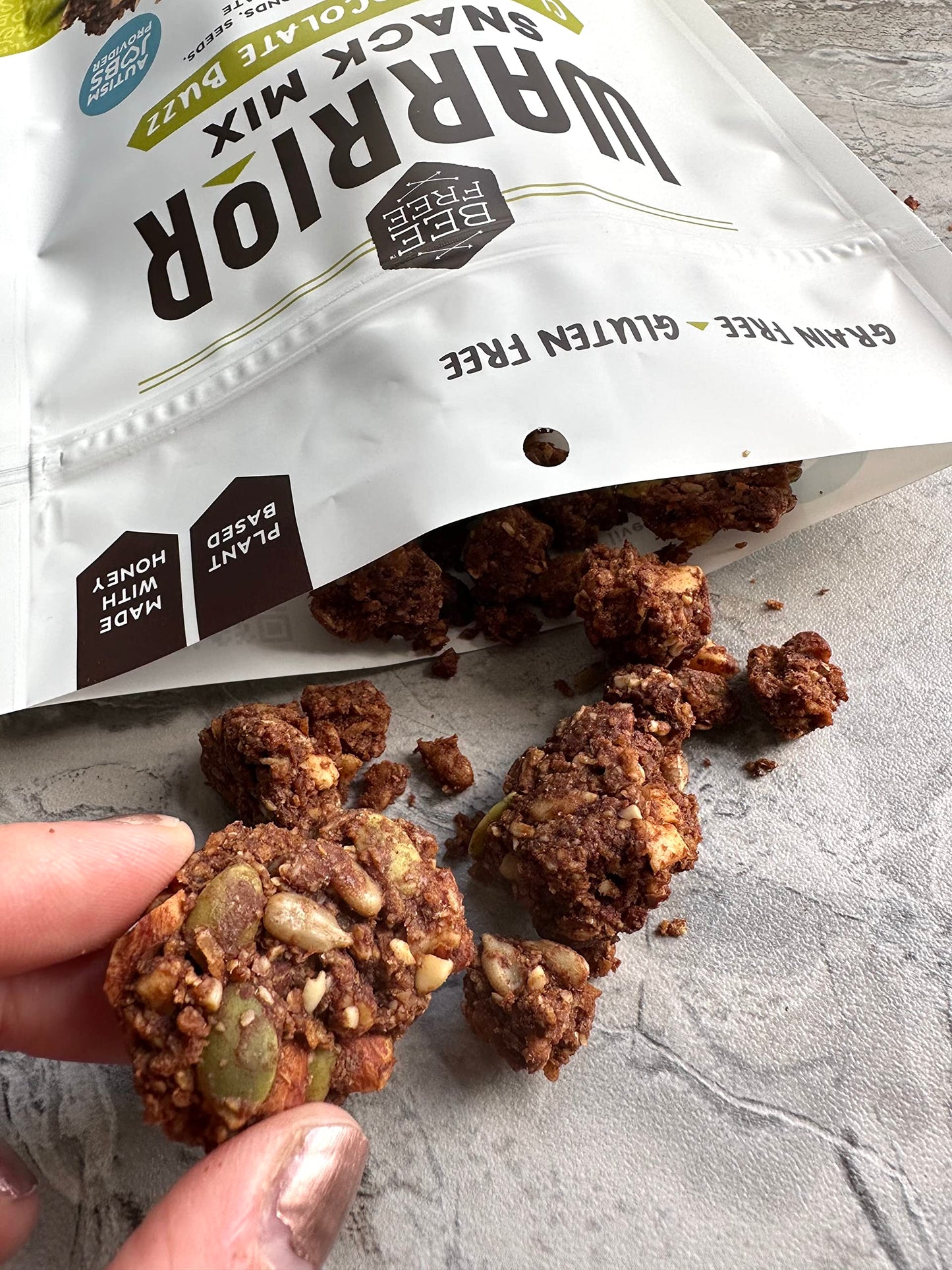BeeFree Warrior Mix Gluten Free Granola - Chunky Granola Bites | Paleo Granola, Low Carb, Grain Free, Preservative Free, Oat Fre