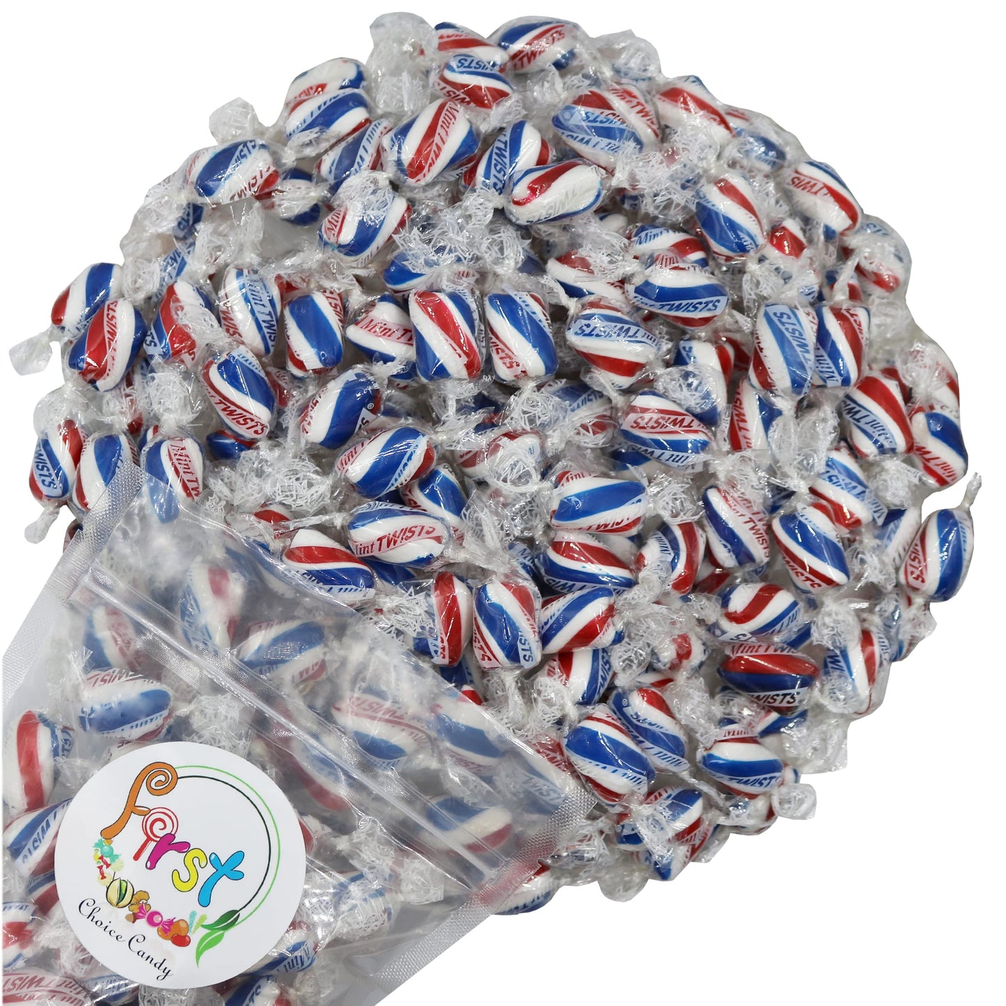FirstChoiceCandy Hard Candy Twists, Individually Wrapped, Mint Flavor, 2 Pound