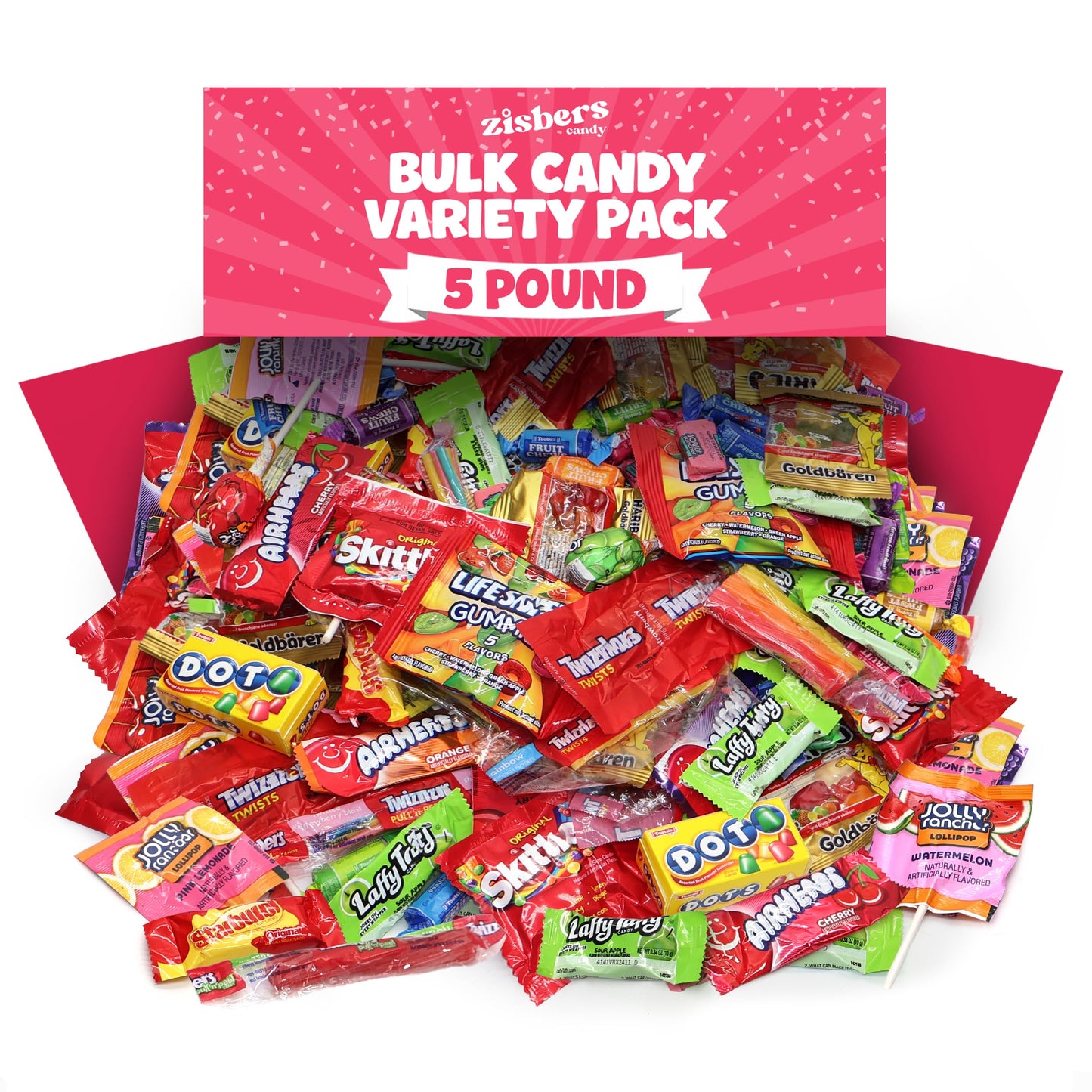 Zisbers Bulk Candy Variety Pack - 5 Pound Halloween Assorted Candies, Individually Wrapped, Approx. 250 Pieces for Parties & Treats