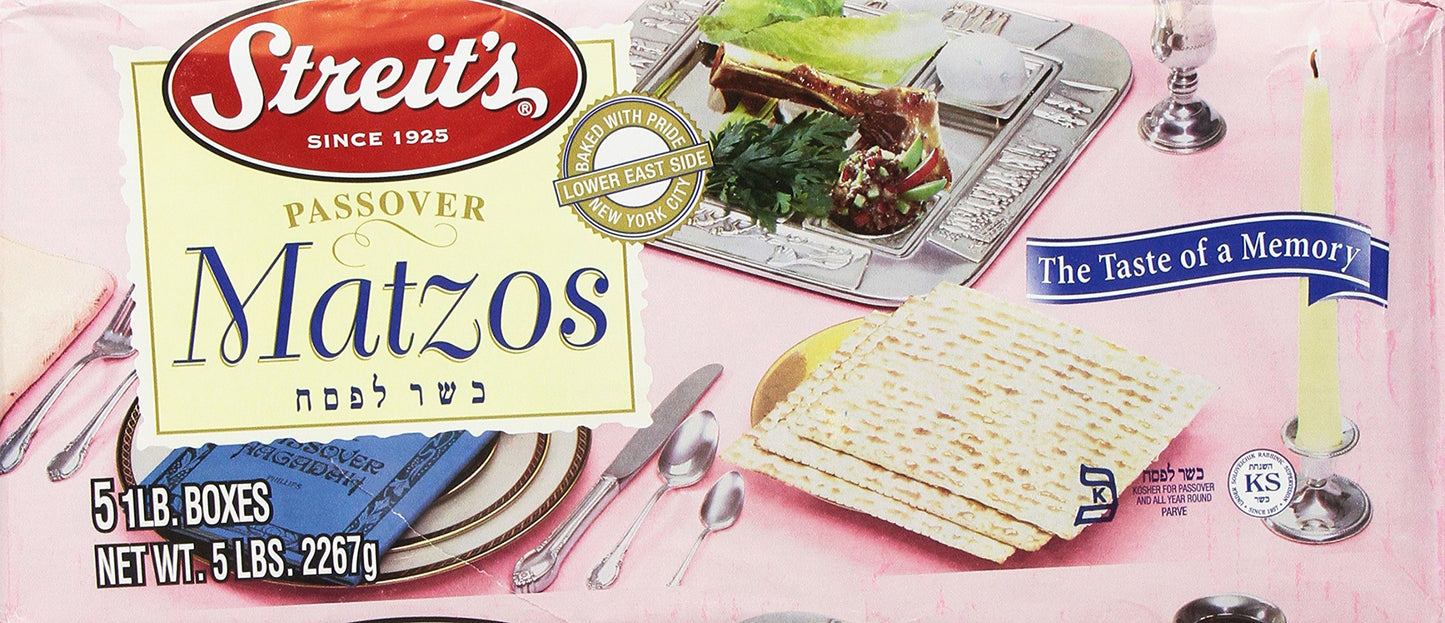 Streits Matzo, Kosher For Passover Matzoh Crackers, Airy, Crispy Crackers, 1 Pound (5 Pound)