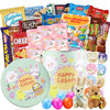 Easter Snack Green Tin Basket (46 Count) Filled with Candy, Treats and Bunny, Great Package for Family, Friends, Kids, Boys and 