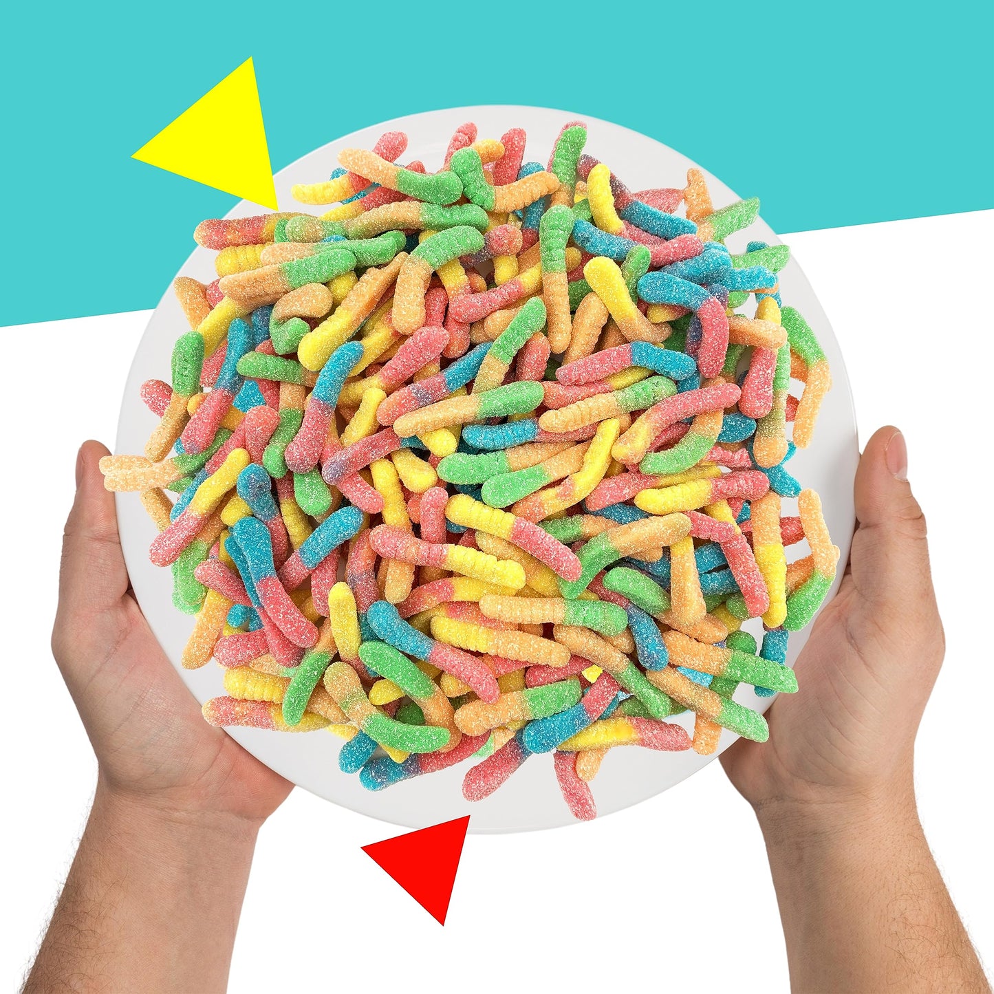 Sour Neon Gummy Worms Candy (1 Pound Bag)