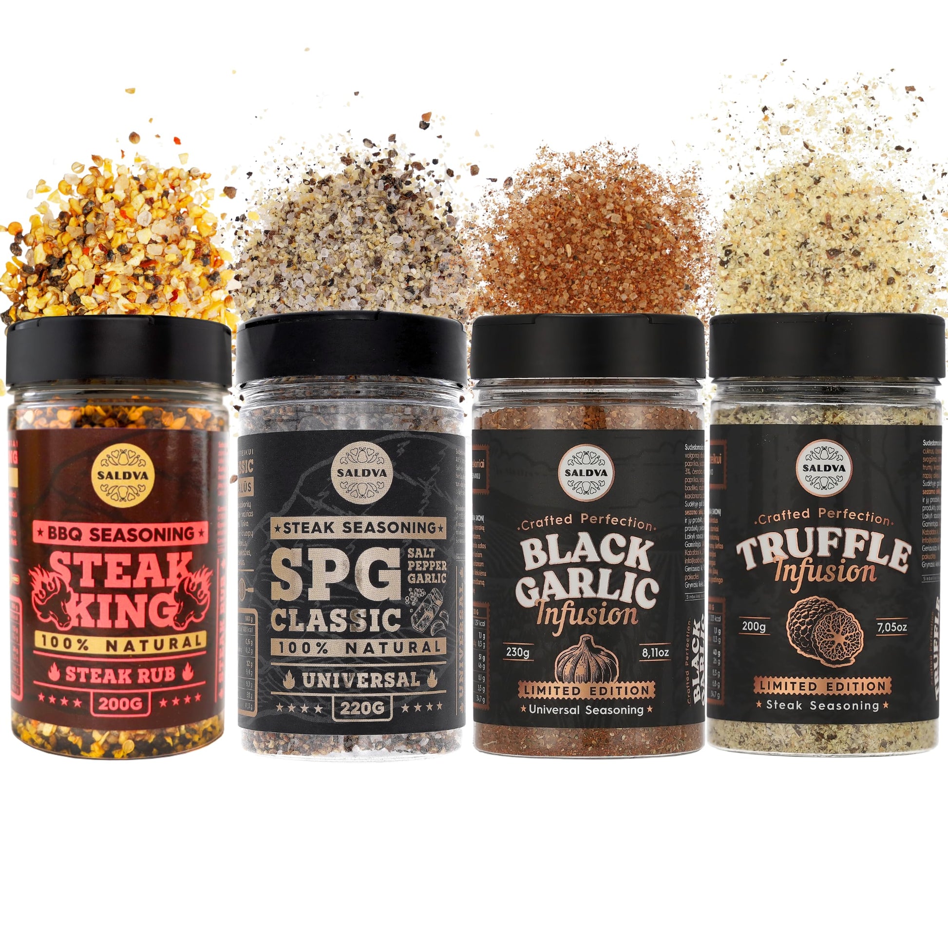 Steakhouse Collection Enhanced Seasonings – Black Garlic, Truffle, Steak King & Spg Bbq Rubs | Pack Of 4 | Gourmet Grill Gift | 100% Natural Flavor Boost