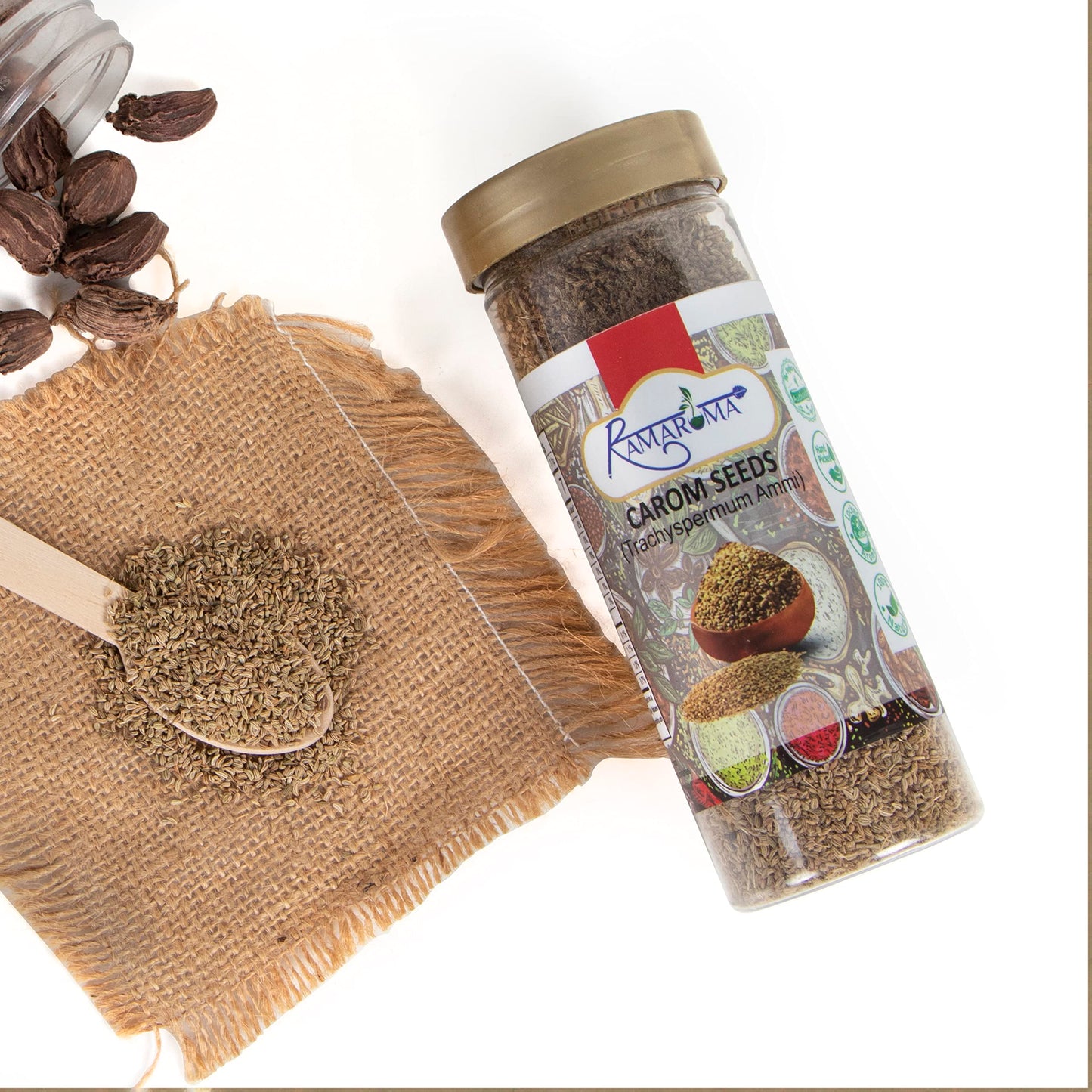 Ramaroma Carom Seed Whole (Ajwain) Spice 3.5Oz (100) ~ All Natural | Gluten Friendly | Non-Gmo | Vegan | 100% Raw Ajwain Seed From India | Carom   Seed For Cooking