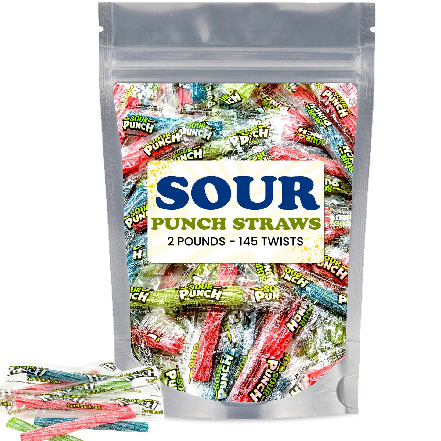 Sour Punch Straws - Sour Candy Bulk candy individually wrapped Assorted Flavors 3'' Sours Punch Twists Zesty & Tangy Delight - 2