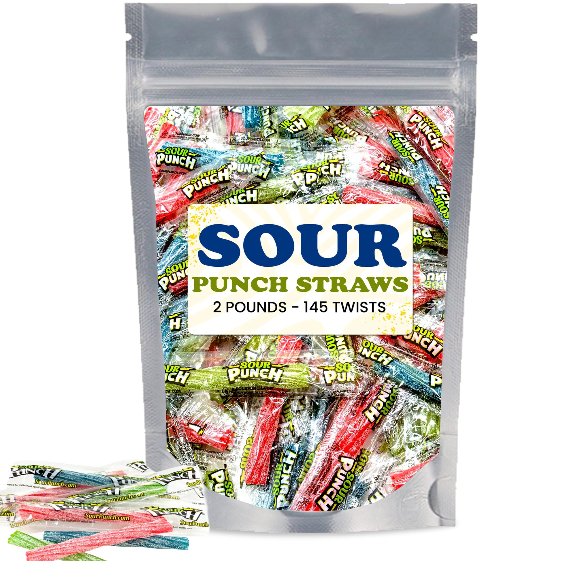 Sour Punch Straws - Sour Candy Bulk candy individually wrapped Assorted Flavors 3'' Sours Punch Twists Zesty & Tangy Delight - 2
