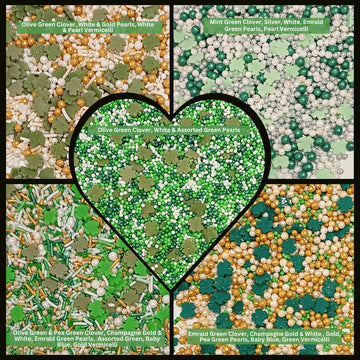 Confect St. Patricks Green,White And Gold Pearl, Vermicelli Sprinkles | Clover Sprinkles | Edible Sprinkles For Baking & Cake De