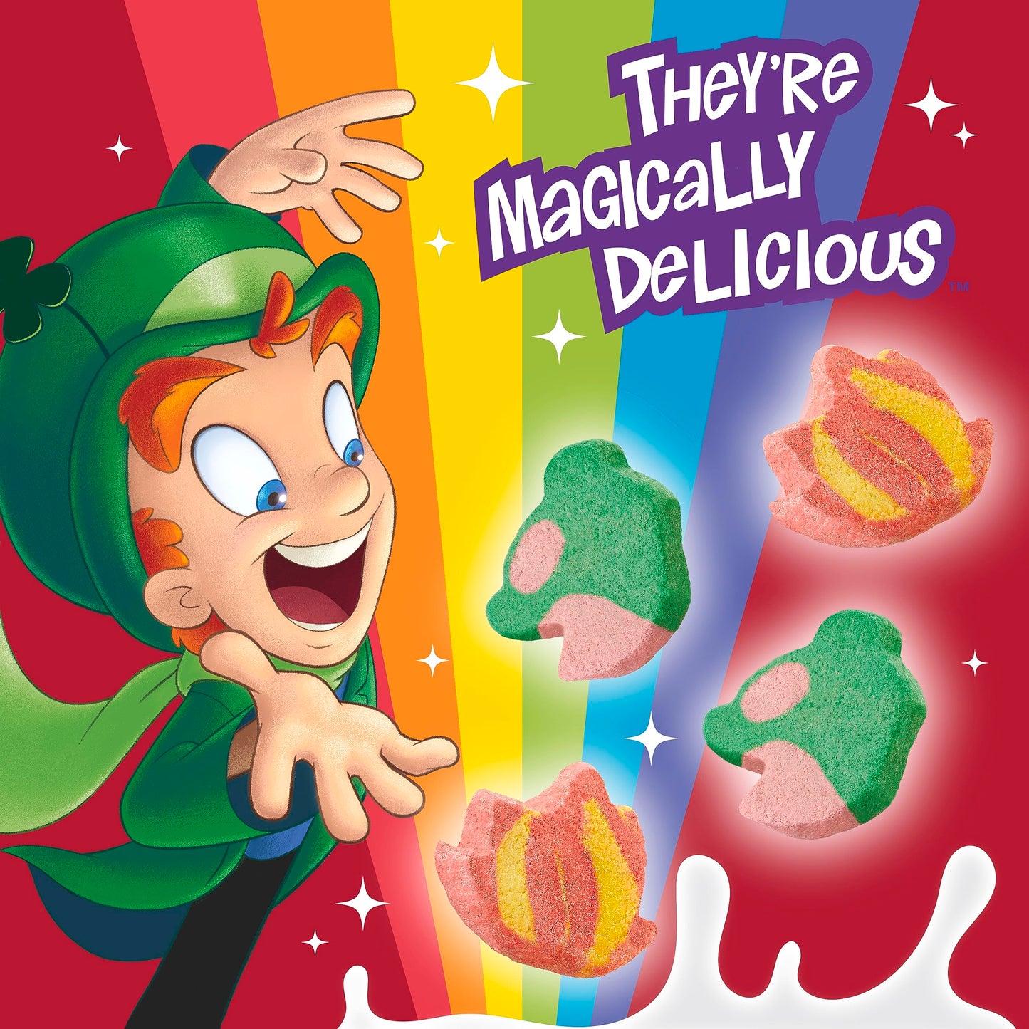 Lucky Charms Cereal with Marshmallows, Gluten Free Cereal Made with Whole Grain, Family Size, 18.6 oz (Pack of 2)