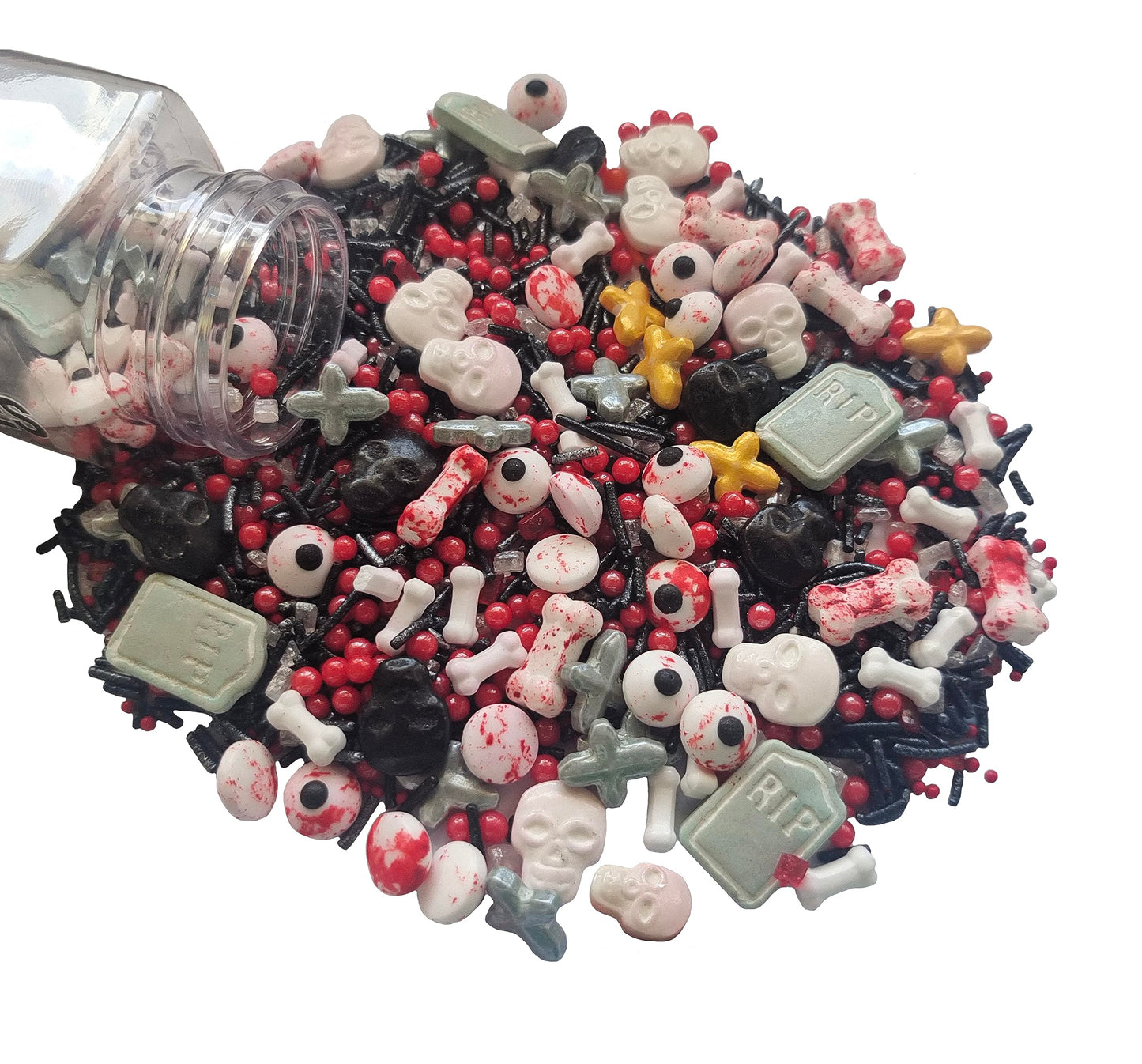 1 Bottle Edible Bloody Eyeball and Bones Mixing Sprinkles 3.53oz/ 100g | Edible Cake Cupcake Sprinkles for Decorating | Cookie a