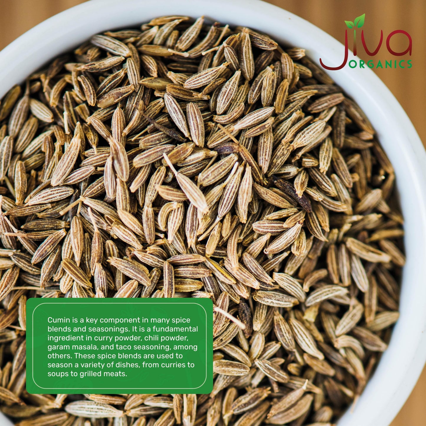 Jiva Organics Organic Ground Cumin Powder 1 Pound Jar - 100% Pure & Non-GMO, Cumin Seed Powder (packaging may vary)