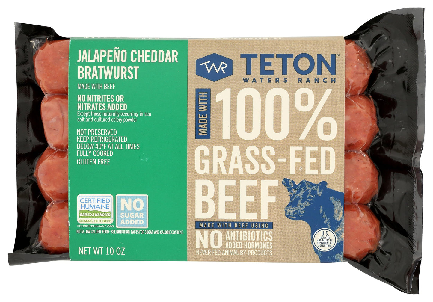Teton Waters Ranch Jalapeno Cheddar Beef Bratwurst, 10 Oz