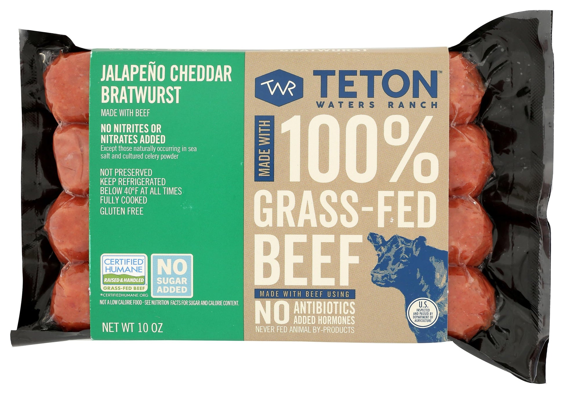 Teton Waters Ranch Jalapeno Cheddar Beef Bratwurst, 10 Oz