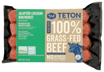 Teton Waters Ranch Jalapeno Cheddar Beef Bratwurst, 10 Oz