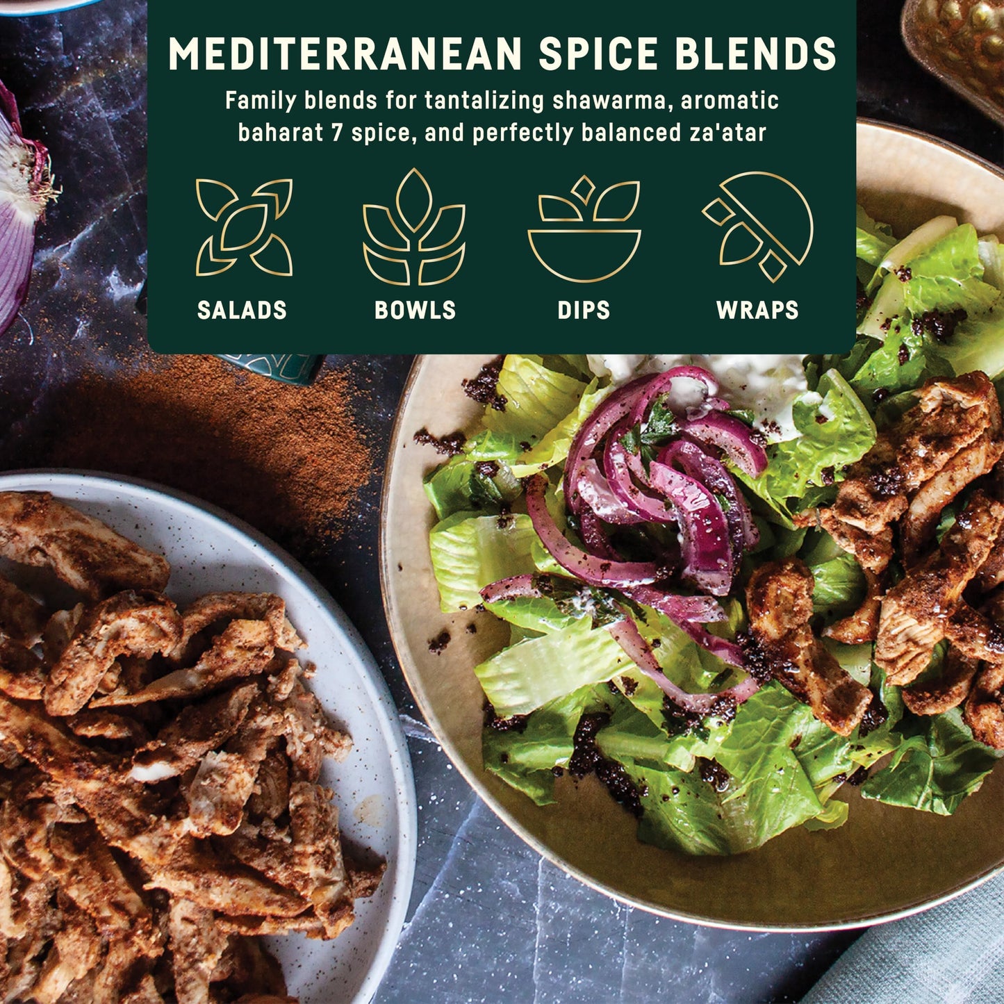 Afia Mediterranean Spice Blends Gift Set | Za’Atar, Baharat & Shawarma Spice | Mediterranean For Steak, Chicken And Vegetable Seasoning, Bbq Rub (Pack Of 3)