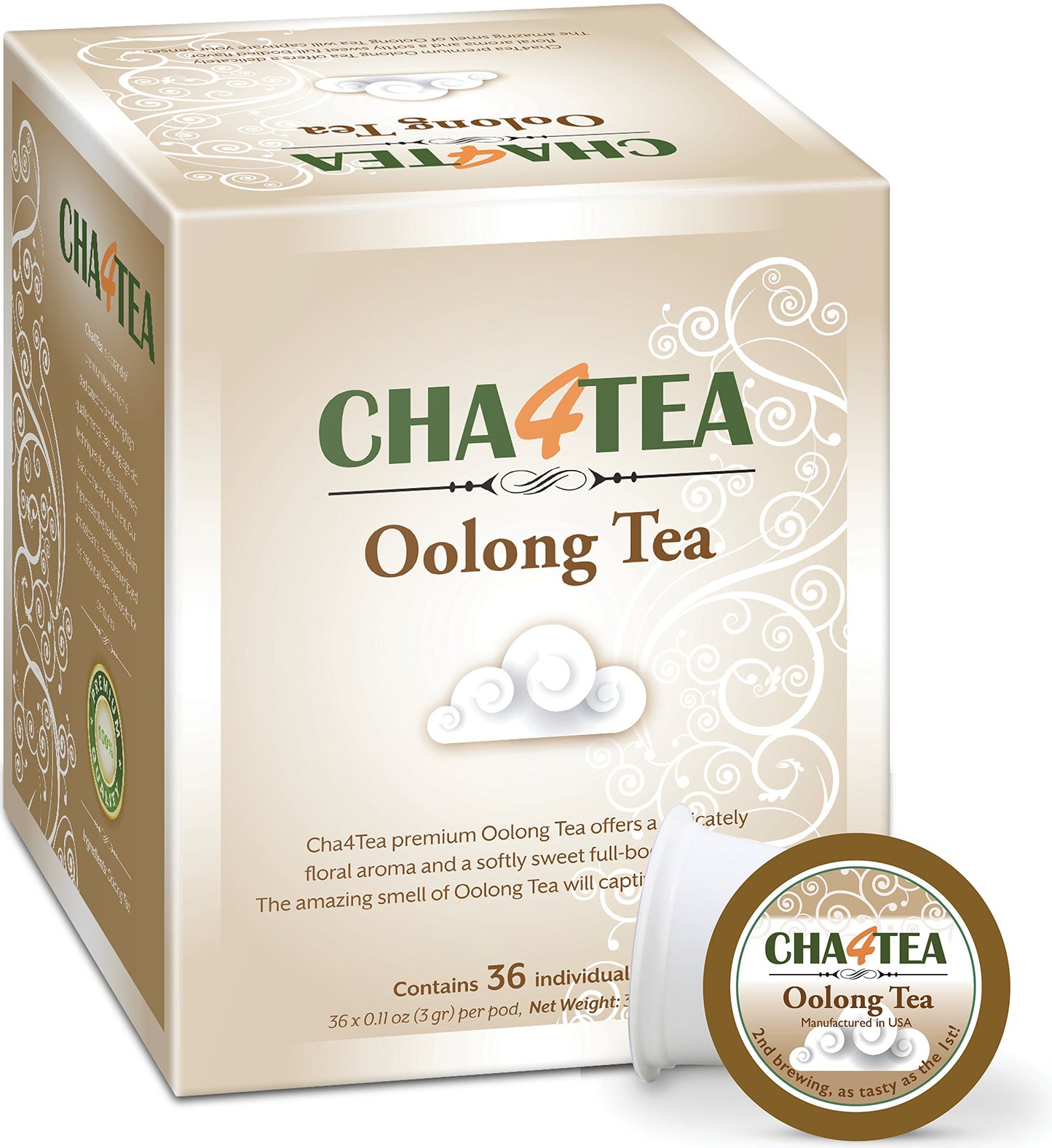 Cha4TEA Oolong Tea Pods for Keurig K-Cup Brewers, 36 Count, Model TE-002-1