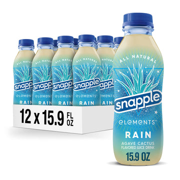 Snapple Elements Rain Agave Cactus Juice Drink, 15.9 Fl Oz Recycled Plastic Bottle, Pack Of 12, All Natural, No Artificial Flavors Or Sweeteners, Contains 10% Real Juice