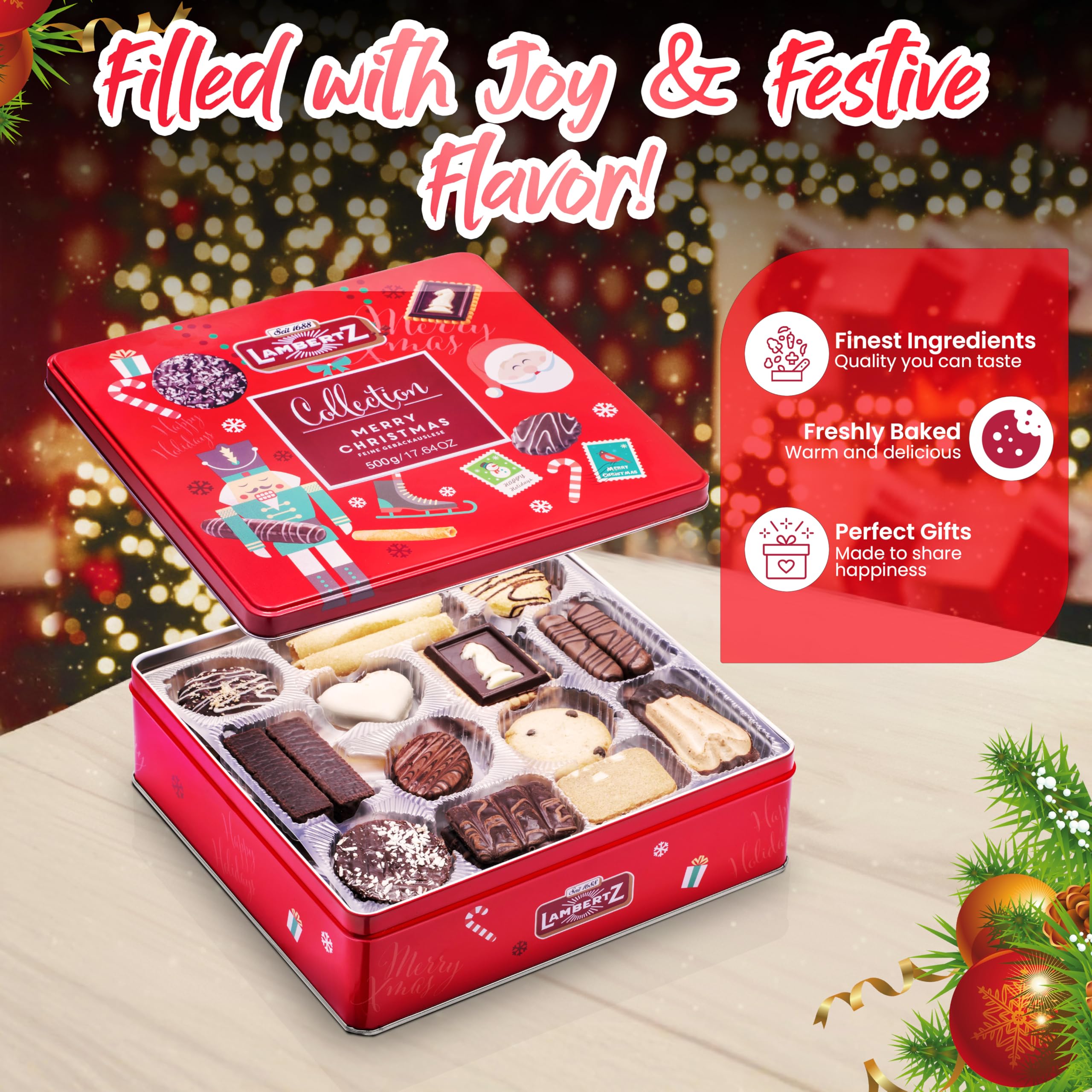 cookie  ルタンセット Lambertz European Holiday Cookie Tin – 64 Cookies, 12 Varieties