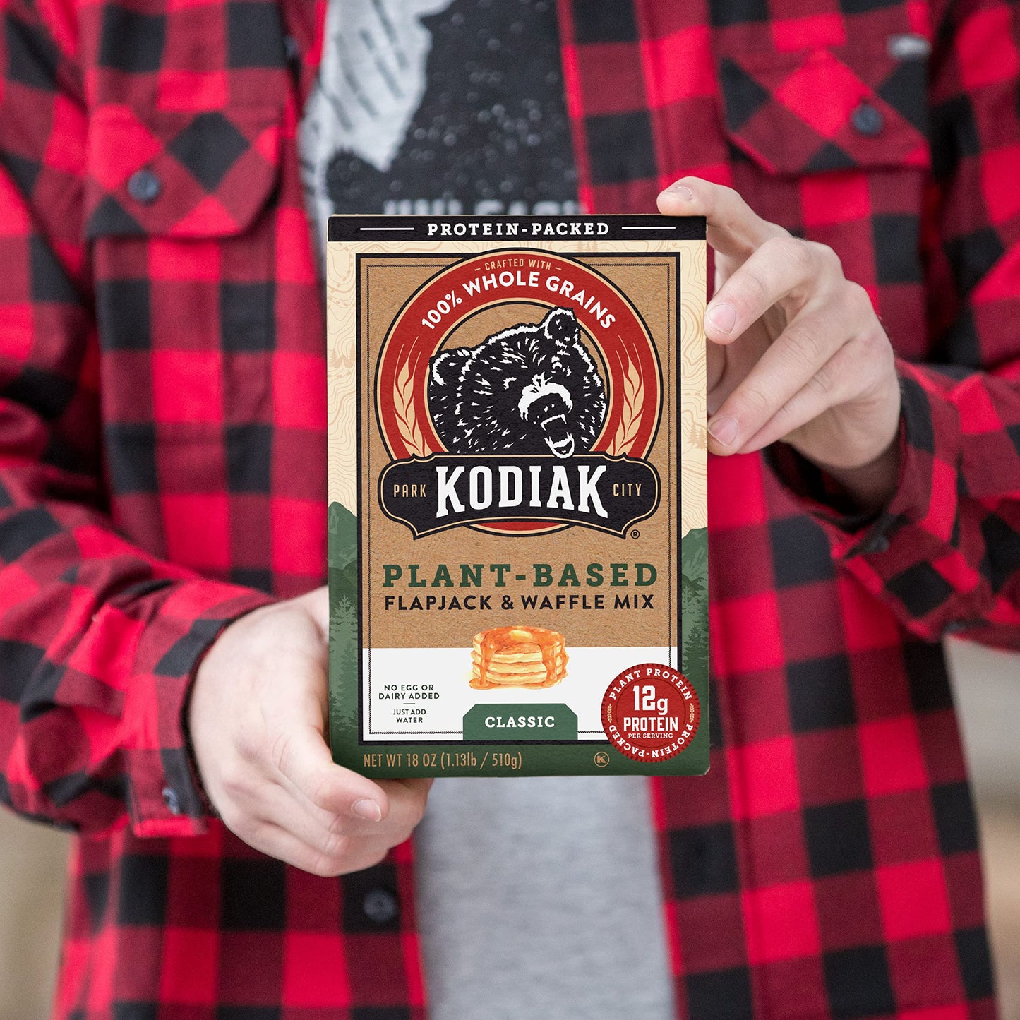 Kodiak Cakes Plant-Based Classic Flapjack & Waffle Mix, 18 Oz, (Pack Of 6)