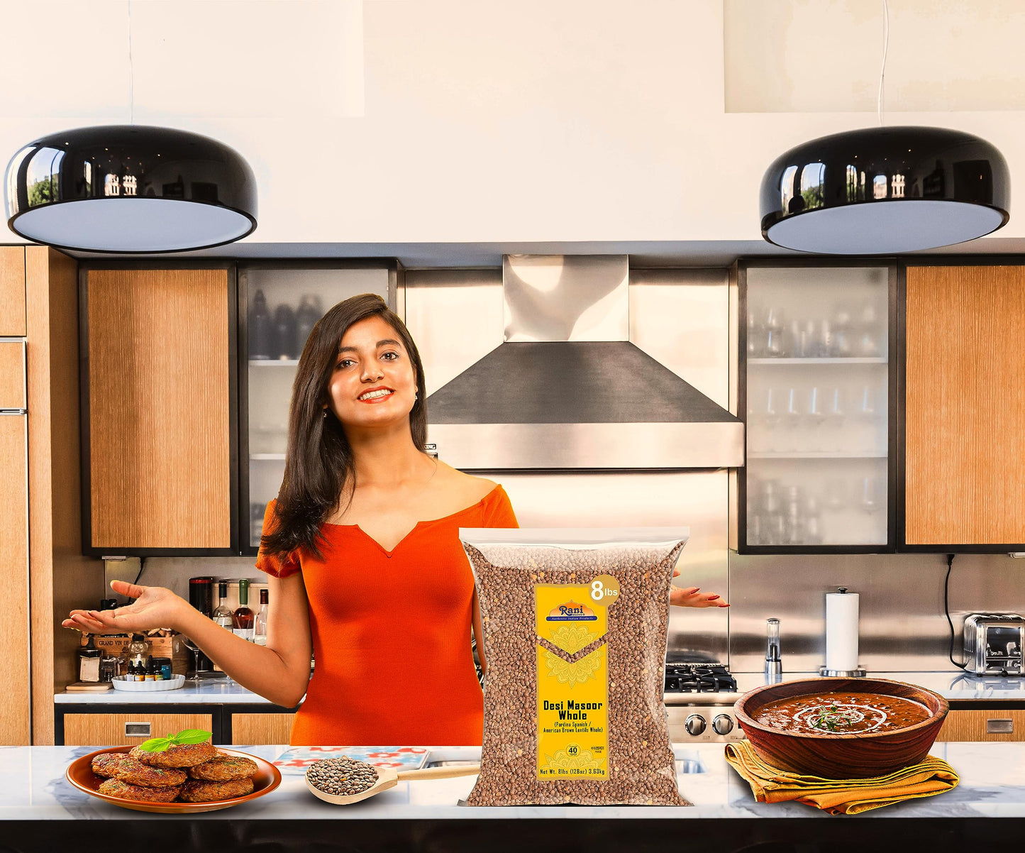 Rani Desi Masoor (Masur) Whole 128Oz (8Lbs) 3.63Kg (Aka. Pardina Spanish/American Brown Lentils Whole) Bulk ~ All Natural | Vega