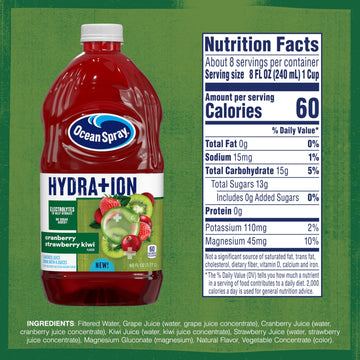 Ocean Spray® Hydration Cranberry Strawberry Kiwi Juice Drink, 60 Fl Oz - Electrolyte Support Beverage, Refreshing Flavor