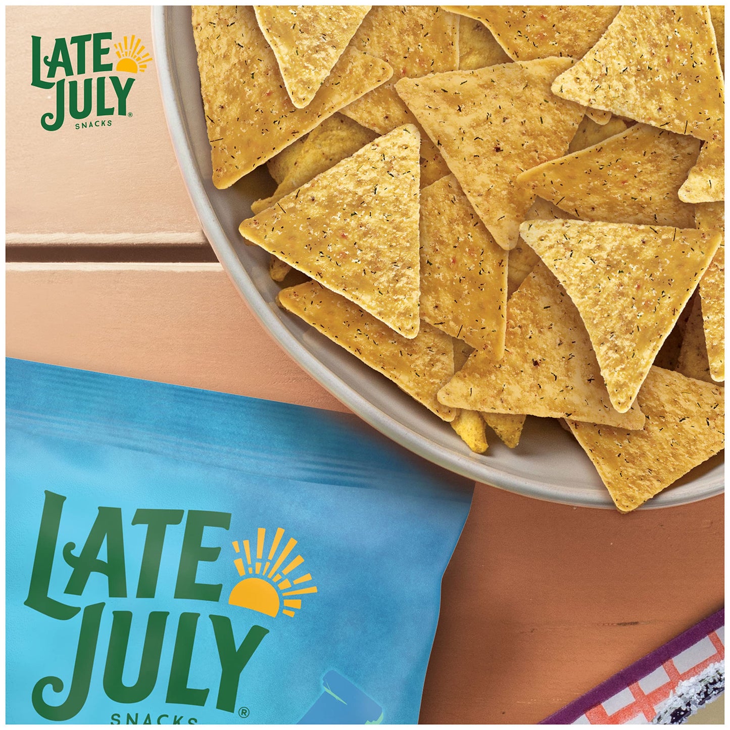 Late July Snacks, Garden Ranch Tortilla Chips, 7.8-Oz. Bag (Pack Of 12)