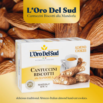 LOro Del Sud Traditional Almond Biscotti, Italian Cookies, 200g Box