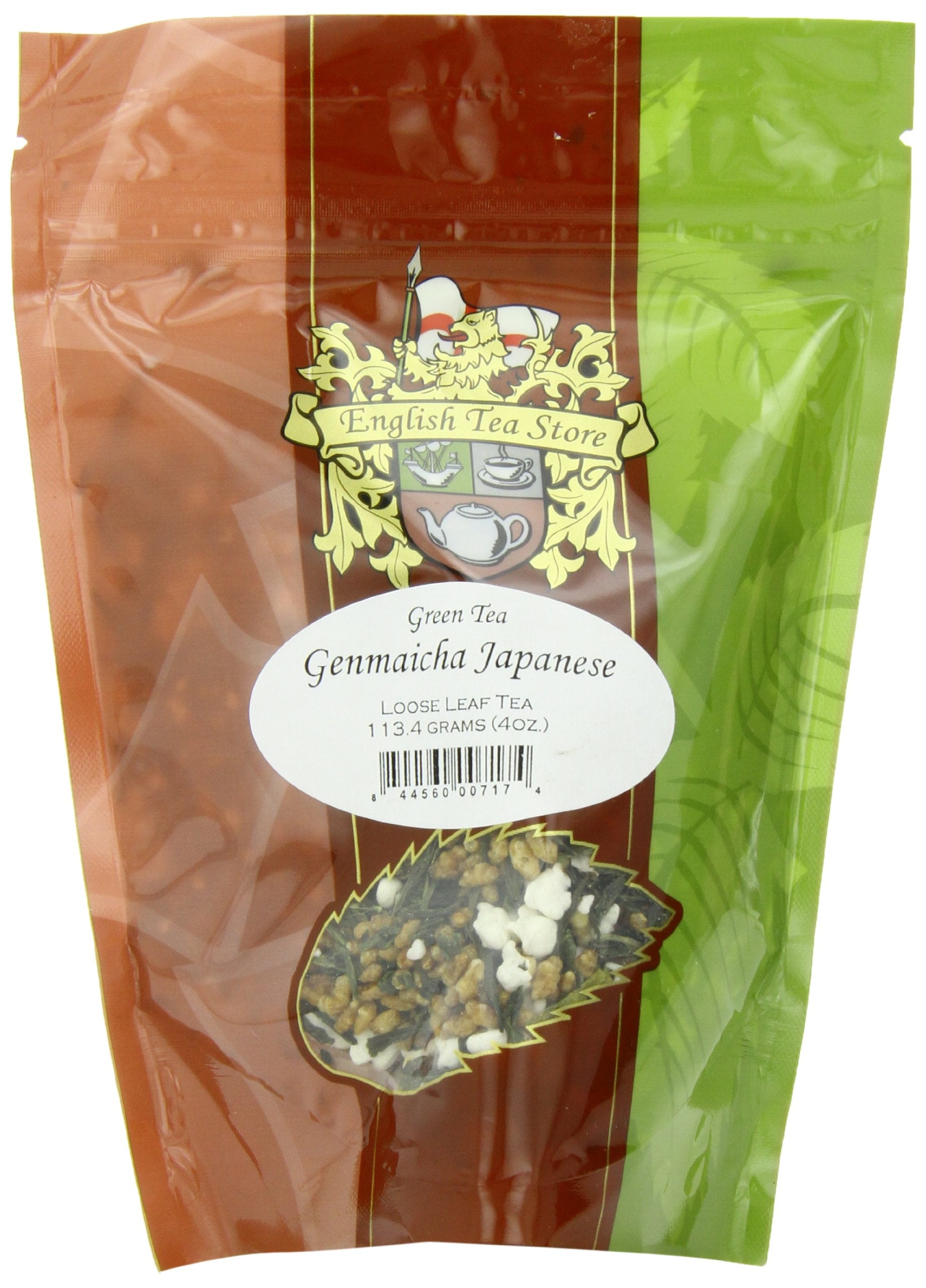 English Tea Store Genmaicha Japanese Green Tea Pouches - 4oz, Loose Leaf Green Tea, Pack of 1