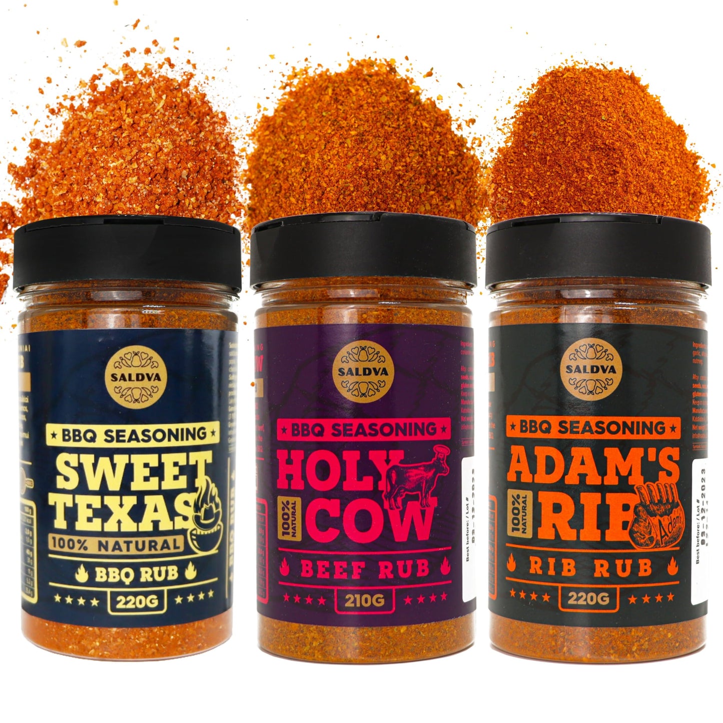 Meat Lovers S Of Enhanced Bbq Seasonings - Holy Cow, Sweet Texas & Adams Ribs Bbq Rubs | Pack Of 3 | 100% Natural | Spice Gift For Foodie