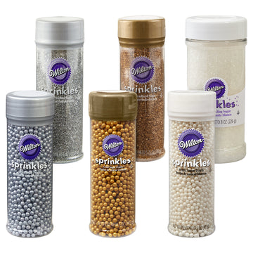Wilton Gold, Silver and White Cupcake Sprinkles Set, 6-Piece